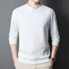 Sudadera con cremallera y cuello semi-alto de forro polar para hombre, estilo nuevo de primavera y otoño, camiseta de manga larga para hombre de mediana edad, color liso, moda casual