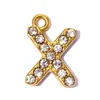 Pingente de Aço Inoxidável com 26 Letras Inglesas Cravejadas de Diamante DIY para Mulheres A-Z Brincos Pulseira Colar Pingente de Joia em Aço Titânio