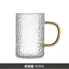 Taza de Té de Flores de Vidrio Martillado de Alto Borosilicato con Asa para Jugo de Colores, Leche, Agua Transparente para Uso Doméstico