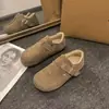 Sapatos Birkenstock Femininos Plus Veludo Quente Feijão Feijão Sapatos 2026 Novo Outono Inverno Sapatos Peludos Retro Slip-on Sapatos Birkenstock Sapatos de Algodão