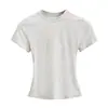 25 Nuevo de Verano para Mujer Estilo Spice Girls Color Sólido Mismo Estilo que Kardashian Cuello Redondo Ajustado Camiseta Base Corta Camiseta Básica de Manga Corta