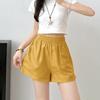 Shorts Únicos con Dobladillo Dividido para Mujer, Verano Delgados Sueltos de Línea A Cintura Elástica Versátiles Casual Adelgazantes Tres Cuartos Pierna Ancha Pantalones Cortos
