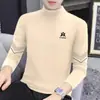 300g Veludo Alemão Outono/Inverno Veludo Escovado Dupla Face Gola Alta Manga Longa Camada Base Masculina Quente Roupas de Outono Camiseta