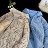 2023 nuevo cuello alto letra temporada pareja doble cara con capucha algodón acolchado casual juvenil estilo pareja cálido moda