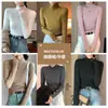 H319 Gola Redonda Outono e Inverno Gola Meia Alta Lã Felpada Base Camada Base Feminina com Lã Adicionada e Espessada Camisa Térmica de Gola Média Preto e Branco
