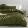 Juego de cama de cuatro piezas con diseño de gofre de clase A, de algodón 60 de calidad para bebés, color sólido, funda de edredón de algodón puro, ropa de cama ligera de lujo de alta calidad