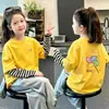 Camiseta de manga larga para niña 2026 primavera y otoño, top elegante para niñas pequeñas, aspecto de dos piezas, camiseta base de algodón puro para niños
