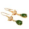 Aretes de zorro de jade natural con diamantes chapados en oro de plata esterlina s925, aretes de zorro de jaspe, aretes de viento de corte