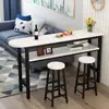 Mesa de bar pequeña de doble capa semi-circular moderna simple para sala de estar, mesa esbelta para uso doméstico, mesa de comedor de café de alta pata montada en la pared y sillas