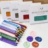 Cera para Selagem com Fogo Série Caixa com 10 Peças com Miolo, Tiras de Cera para Selagem com Fogo com Padrão Íris e Formato de Flecha, Atacado de Fábrica