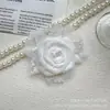 Flor de Rosa de Organza con Encaje Dulce de 9 cm Flores Hechas a Mano Flor de Solapa DIY Ropa Zapatos Calcetines Bolsas Accesorios de Flores Venta al por Mayor