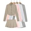 Traje de protección solar de verano para mujer Spice Girls Cuello vertical Delgado Ropa de Yoga Chaqueta cárdigan de manga larga Falda plisada deportiva de seda helada