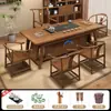 Nuevo Juego de Mesa de Té y Sillas de Madera Maciza Estilo Chino para Oficina, Estación de Preparación de Té Kung Fu, Mesa de Té y Juego de Mesa de Té Todo en Uno