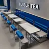 Conjuntos de Mesas e Cadeiras Personalizados para Lojas de Milk Tea, Cafés, Restaurantes e Bares da Moda; Sofás de Cabine de Lazer em Aço Inoxidável