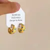 Aretes de Medio Aro con Puntos de Ola Amarillo Leche Gota de Aceite Aretes de Temperamento de Alta Calidad Aretes Frescos de Primavera y Verano para Mujer Aguja de Plata 925