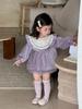 Macacão de Outono Infantil Roupa de Outono para Bebê 2026 Outono Estilo Coreano Roupas Infantis Vestido Camisa Boneca Patchwork para Meninas