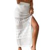 Amazon Nuevo Suéter Calado para Mujer Blusa Delgada Transfronterizo Europeo y Americano Sexy Falda con Abertura Conjunto de Dos Piezas