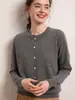 Cardigan de Cashmere Feminino Gola Redonda Manga Longa 2024 Outono Inverno Novo Peça Versátil Macia Amiga da Pele Jaqueta Solta