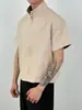 2026 Verano Nuevo Estilo Estilo Old Money Cuadros Patchwork Solapa Manga Corta Camisa para Hombre Holgada Casual Transpirable Camisa Chaqueta