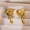 Pendientes de Acero Inoxidable Titanio Chapado en Oro de 18K Lava Líquida Amor Derritiéndose Pendientes Pendientes Pendientes