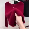 Suéter de Punto Rojo con Cuello Redondo para Mujer, Nuevo Estilo Otoño e Invierno 2026, Moderno y Favorecedor para Mujeres de Tallas Grandes, Suéter Superior Cómodo y Elegante