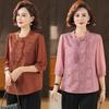 Roupas para mulheres de meia-idade e idosas estilo chinês primavera e verão camisa verão estilo ocidental top novo sete mangas mãe estilo nacional camisa cardigã