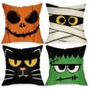 Funda de Almohada de Halloween al Por Mayor de Amazon Transfronteriza Popular Temu Lino Felpa Cuadrada Funda de Almohada Funda de Almohada Cómoda
