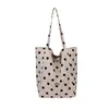 2026 Nueva Bolsa de Hombro Doble Color Bloque Puntos Estilo Ins Bolso de Mano Sensación Brillante Versátil para Mujer Bolsa de Nylon con Letras