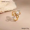 Anillo de Acero Inoxidable con Diseño de Perla Otoñal Transfronterizo Chapado en Oro de 18 Quilates Anillo Abierto Joyería Exquisita de Lujo Ligero Venta al por Mayor