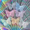 Chapado de color todo lo combina agujero pasante grueso mariposa diy accesorios de mariposa barroca joyería de gel de crema pinza para el pelo decoración