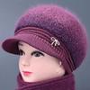 Chapéu de Inverno para Mulheres de Meia-Idade e Idosas Chapéu de Lã Imitação de Coelho para Ciclismo ao Ar Livre para Prevenir o Frio Chapéu de Tricô Quente com Forro de Lã Tipo Bico de Pato para Mulheres