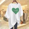 Playera de Algodón Rojo Pitaya Love de Manga Corta Holgada para Mujer Estilo Europeo Verano Top Holgado Camiseta Ropa Nueva para Mujer