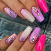 Uñas Postizas de Diamante con Degradado Púrpura Rojo Rosa Ballet de Longitud Media Estilo Hada Suave Armadura Europea y Americana
