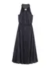 Comércio exterior transfronteiriço moda feminina, novo outono moda europeia e americana vestido midi de bolinhas com gola halter acinturado 1165169