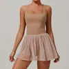 Vestido ecológico de duas peças transfronteiriço, malha respirável, secagem rápida, para corrida, anti-atrito, saia de tênis 9091