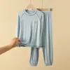 Pijama Infantil de Modal Primavera e Outono Conjunto de Roupa Íntima Fina para Meninos Mais Velhos Roupa de Casa Conjunto de Roupa Íntima Térmica para Meninos