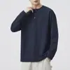 2025 Nuevo Otoño Japonés Retro Sudadera de Manga Larga de Algodón de Bambú para Hombre Capa Base Holgada Versátil