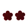 Invierno temprano nuevo vino tinto terciopelo flocado flor pequeña accesorios pendientes DIY tocado accesorios para el cabello pasador material venta al por mayor