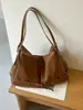 Bolso vintage transfronterizo para mujer, bolso tote grande de gamuza suave, nuevo bolso de hombro simple de moda para el invierno 2025
