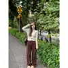 Camiseta de punto básica de cuello redondo coreana para mujer Primavera y Otoño 2024 Nueva Popular Suave Cera Manga Larga Cintura Ajustada Aspecto Adelgazante Top