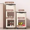 Cubo de Basura de Cocina para Uso Doméstico, Gran Capacidad, Tapa Deslizante, Móvil, Doble Capa, Modelo Alto, No Necesita Agacharse, Estilo Japonés, con Estante de Almacenamiento