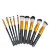Brochas de Maquillaje 10 Piezas 5 Grandes 5 Pequeñas Set de Brochas de Maquillaje Tubo Negro Dorado Herramientas de Belleza Rosas Cinco Mayores Cinco Principiantes