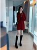 Cachemira Suave Otoño e Invierno Nuevo Vestido de Punto para Mujer Holgado Cuello Redondo Estilo Perezoso Abertura Falda Midi Gruesa