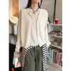 Novo Estilo de Verão do Louvre Estilo Coreano Simples e Relaxado Gola Redonda Botão Único Cardigan de Tricô Silhueta Top com Proteção Solar para Mulheres
