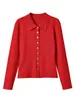 Moda femenina transfronteriza: Nueva colección de otoño, estilo europeo y americano, de manga larga, con cuello, casual, suéter de punto de un solo pecho 1058803