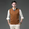 Chaleco de punto para hombre, camiseta básica para hombre, tejido sin mangas de cuello en V ajustado para negocios, chaleco para hombre, suministro directo de fábrica
