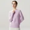 Nueva colección de otoño e invierno: Prenda interior de punto de cachemira moderna, suave y cómoda, color liso, cuello redondo simple, mangas largas y amigable con la piel para mujer