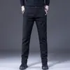 Calças casuais masculinas de outono e inverno, calças retas elásticas de corte slim, calças compridas de negócios para homens