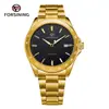 Reloj Mecánico Automático Minimalista para Hombre FORSINING con Marcadores de Barra y Correa de Acero, disponible para dropshipping