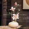 Traje de Flor de Magnolia Clásica Flor Artificial Decoraciones para Sala de Estar Hogar Decoración con Flores Secas Flor de Seda